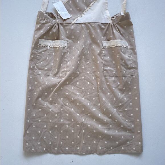 Vintage 1980s Beige Polkadot Ruffle Apron / Made in Japan / NWT Coquette - Picture 4 of 9
